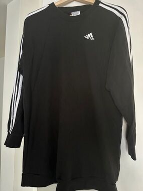 adidas Black Crewneck Sweatshirt with White Three-Stripes